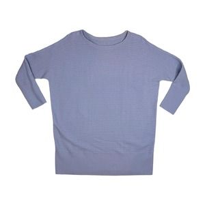 Eileen Fisher Sz M Luxe Merino Stretch Boat Neck Ribbed Tunic Blue Purple Insky